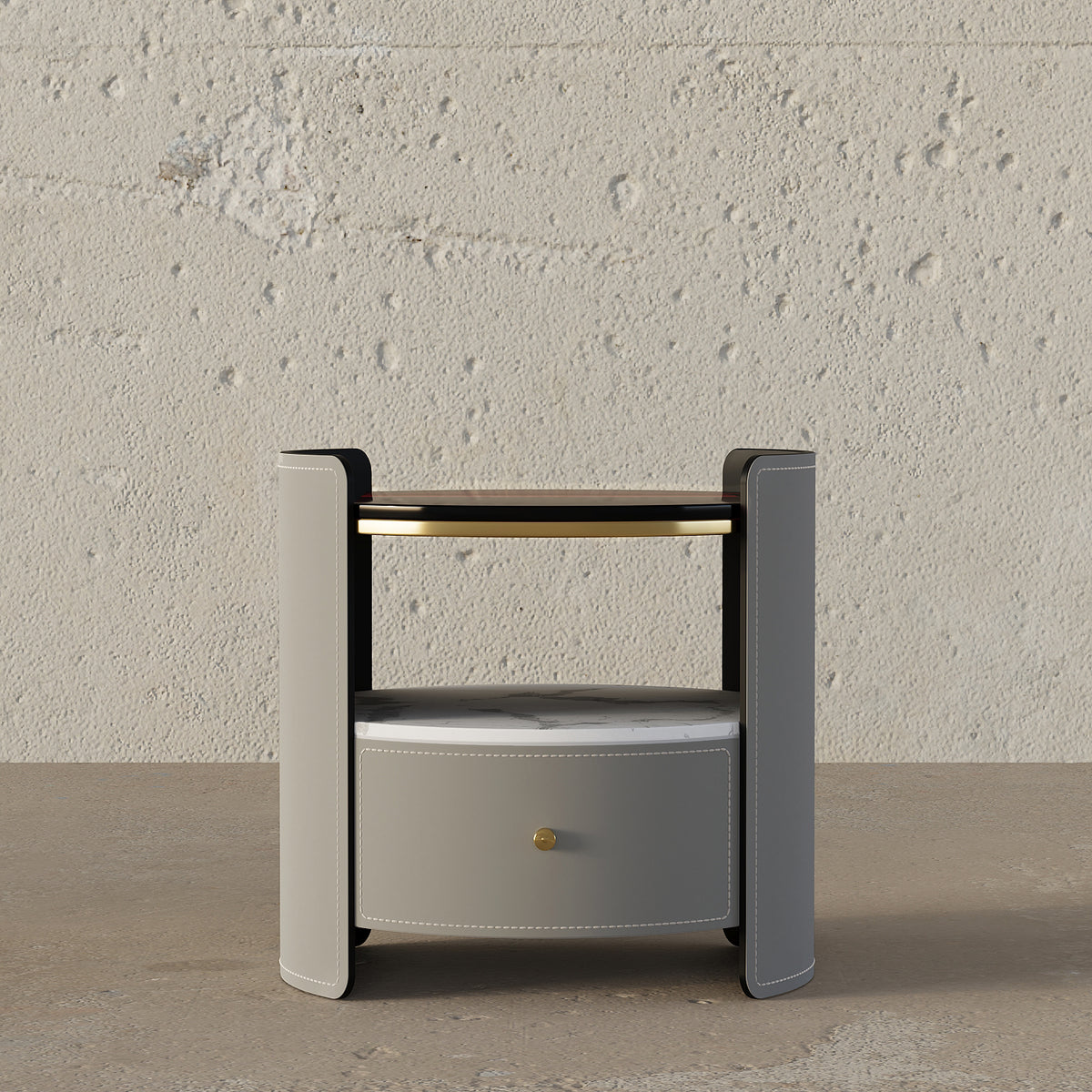 Johnny Round Leather Nightstand