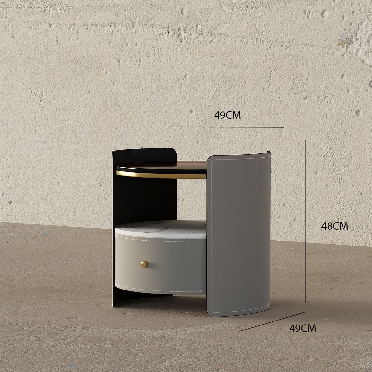 Johnny Round Leather Nightstand