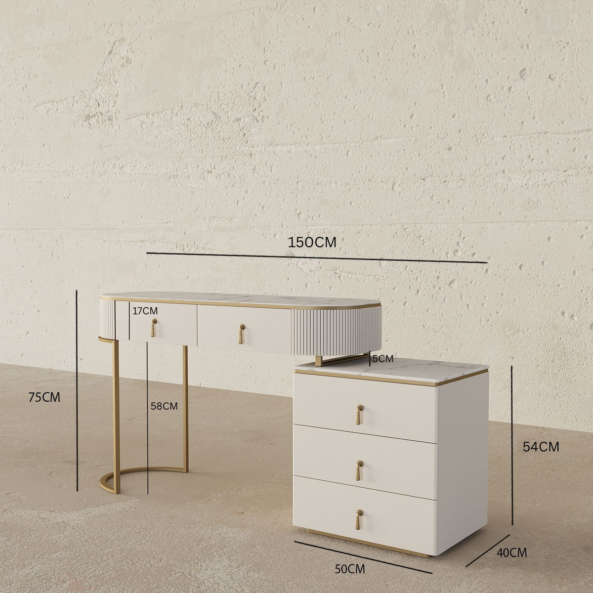 Pearl Makeup Vanity / 150 x 40 CM
