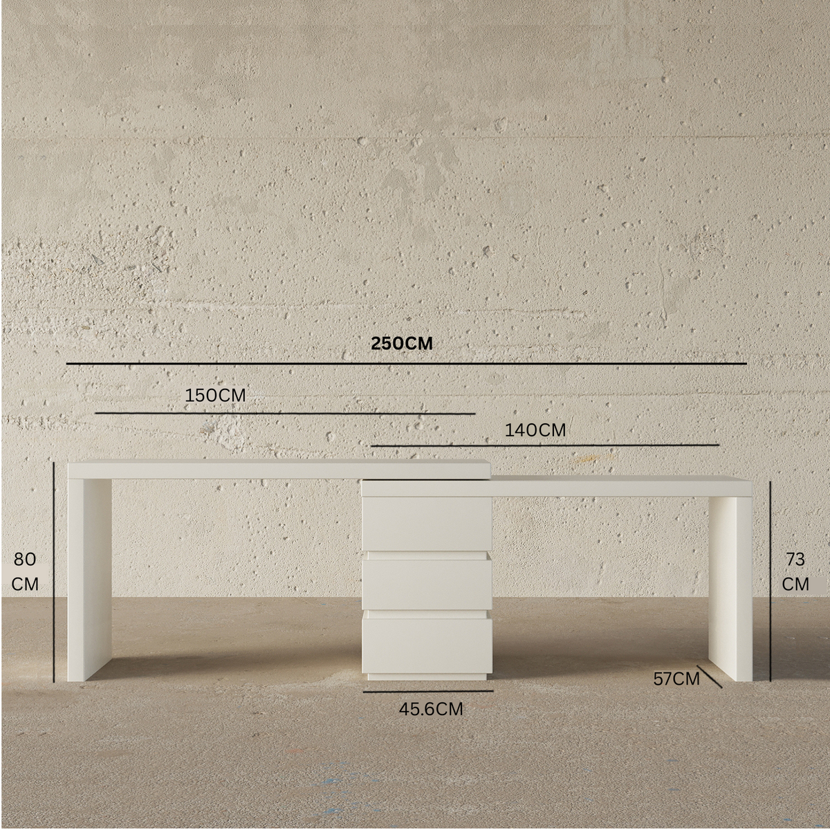 Valentina Office Desk / Matt Off-White