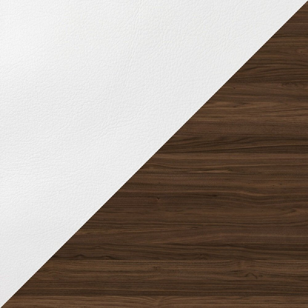 White Leather / Brown Walnut
