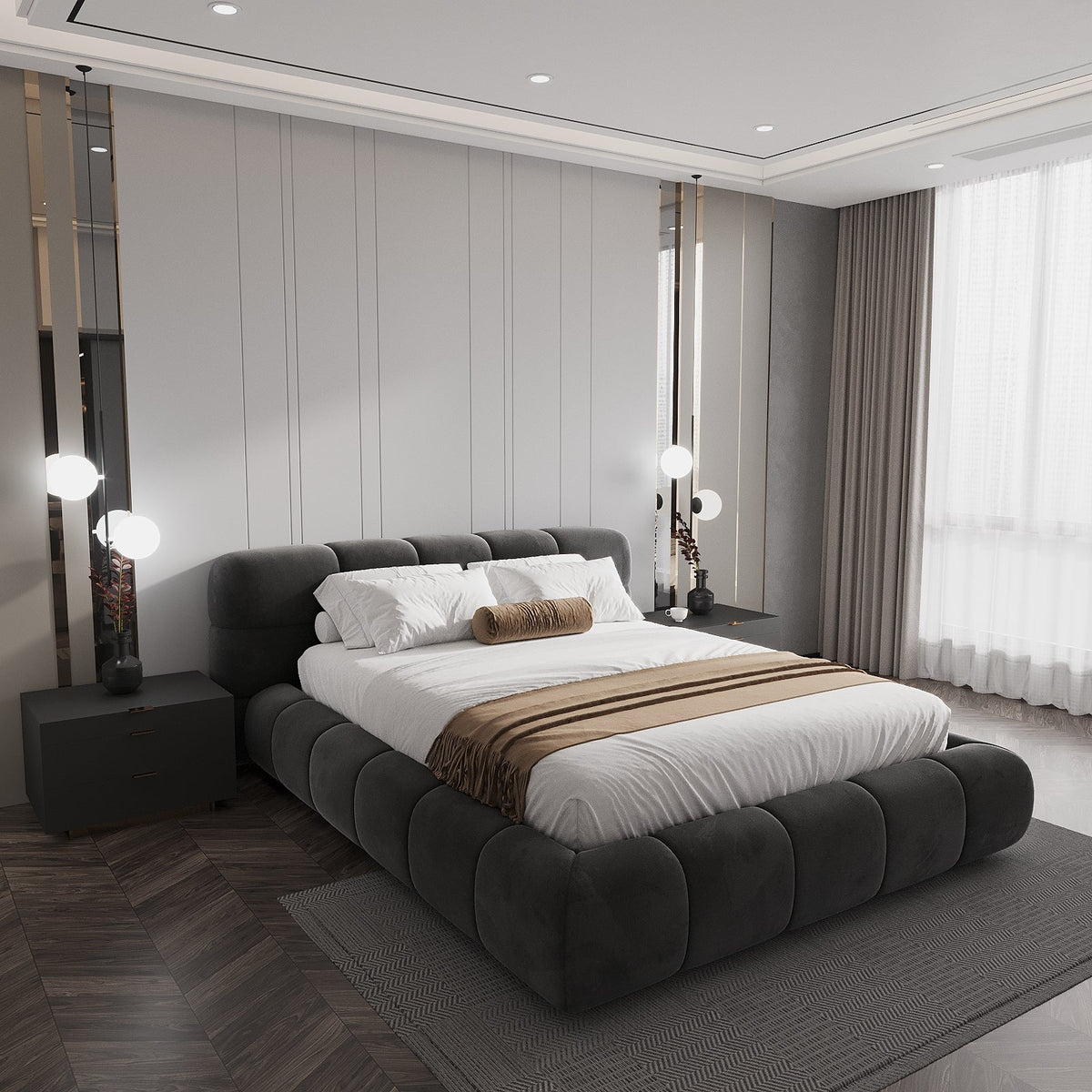 Lumi Bed / Upholstery Velvet - Walls Nation