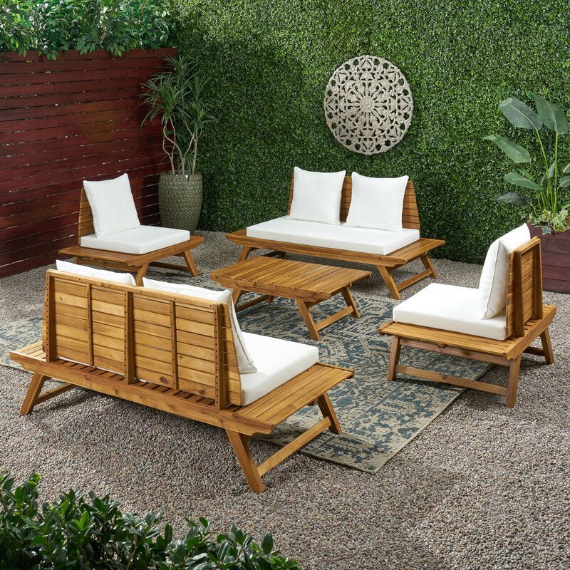 Maurice Outdoor Teak Extended Set / 6 People. - Walls Nation