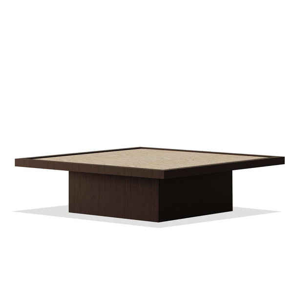 Jason Coffee Table with walnut veneer base and tiled ceramic travertine top in mid-century modern style