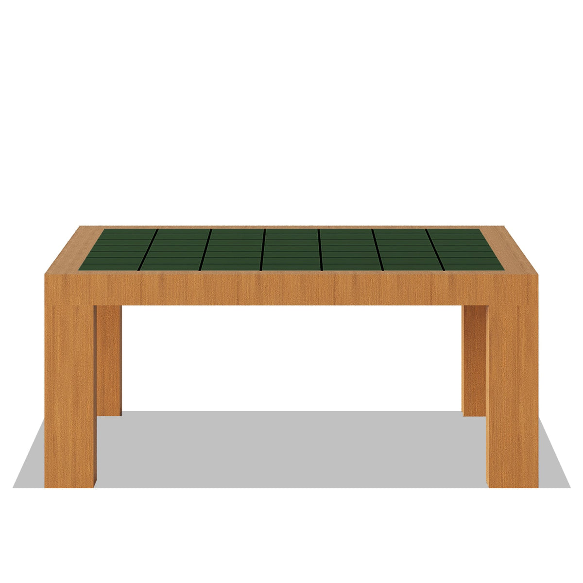 Arlo Coffee Table with oak wood veneer frame and vibrant green tiled ceramic top in modern living room