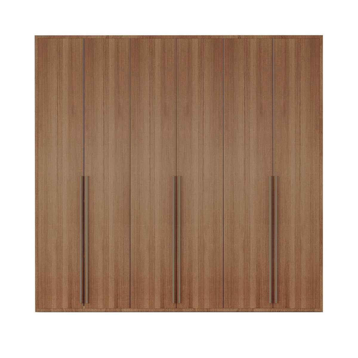 Timbera Closet in Honeybeech wood with metal handles and spacious storage shelves