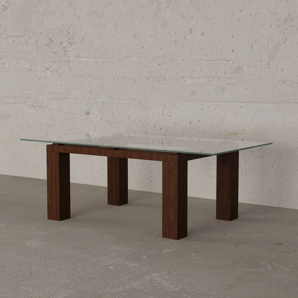 Milano Dining Table / Walnut & Glass – premium Dining Table by Walls Nation UAE & Saudi Arabia