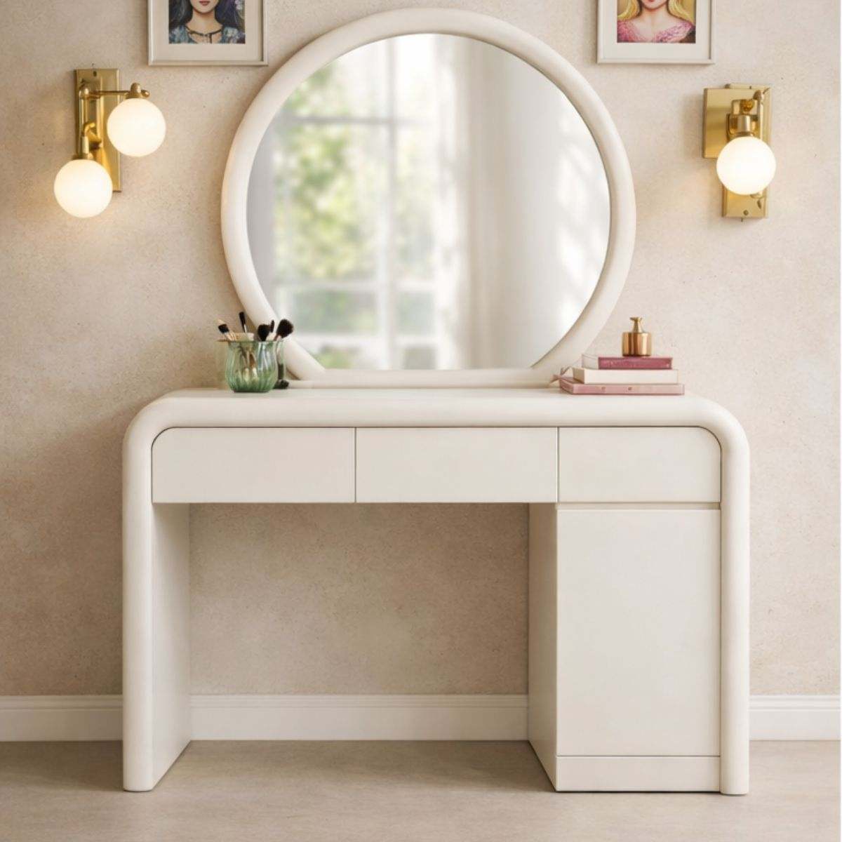 Jenny Make-Up Vanity (Off-White) – premium Makeup Vanity by Walls Nation UAE & Saudi Arabia