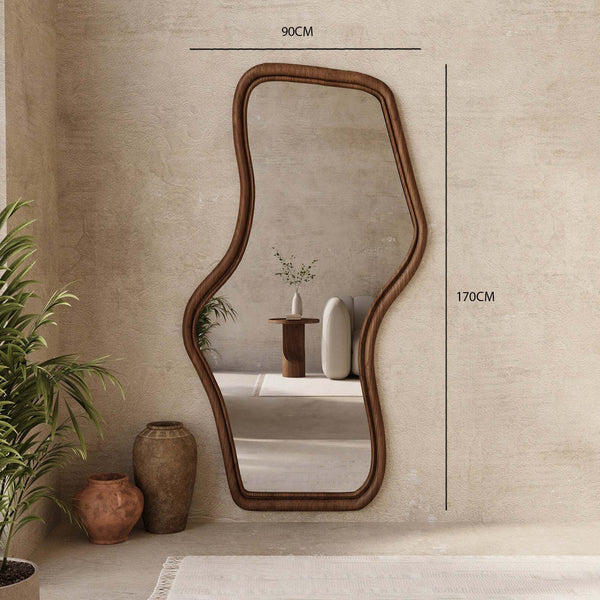 Parla Mirror / Walnut Finish – premium Mirror by Walls Nation UAE & Saudi Arabia