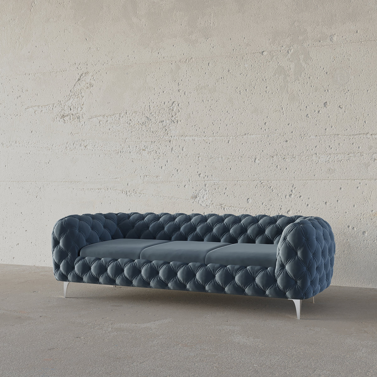 Koffler Chesterfield Sofa / 245 x 100 CM 3S. Velvet Upholstery