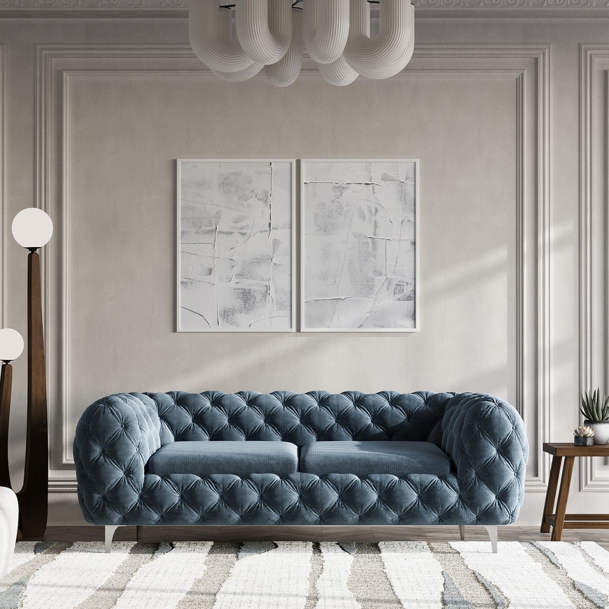Koffler Chesterfield Sofa / 180 x 100 CM 2S. Velvet Upholstery