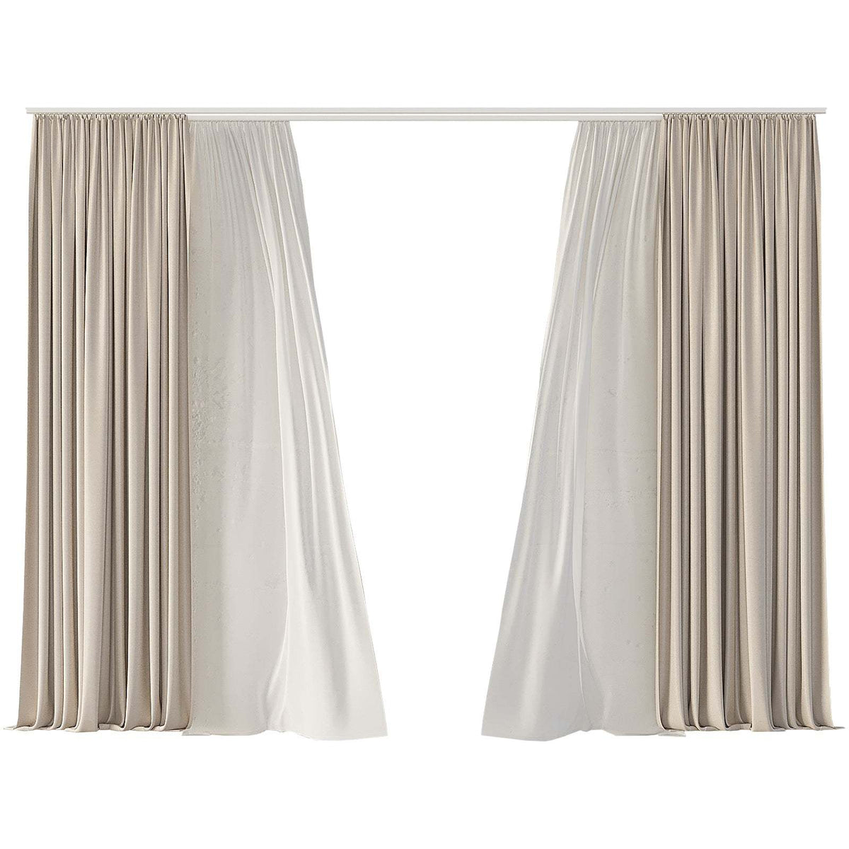 Paris Curtain white chiffon and beige blackout double-layered drapes for light control and privacy