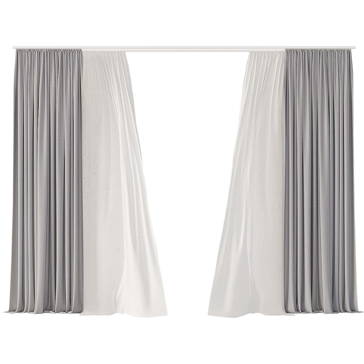 Haven Curtain white chiffon inner layer and grey blackout outer layer double curtains in a room