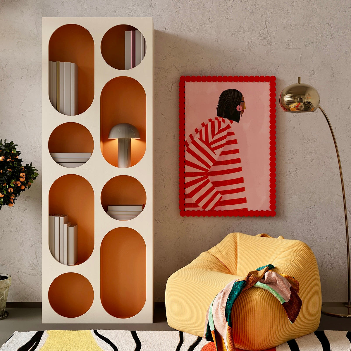 Cloudera Shelving Unit V1 (Off-White & Orange)