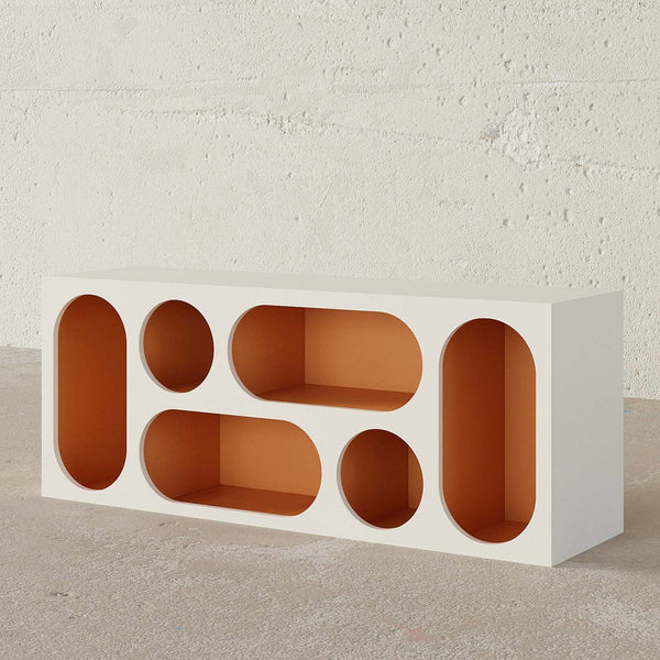 Cloudera Cabinet Display V2 (Off-White & Orange) – premium Cabinets & Storage by Walls Nation UAE & Saudi Arabia