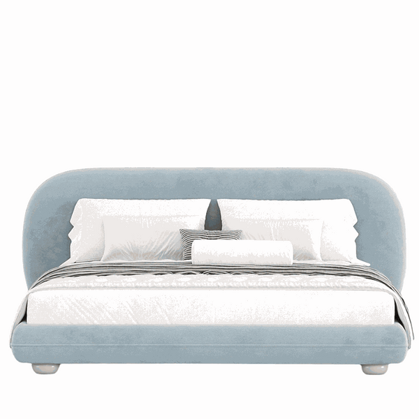 Fellow Bed / Baby Blue Suede – premium Bed by Walls Nation UAE & Saudi Arabia