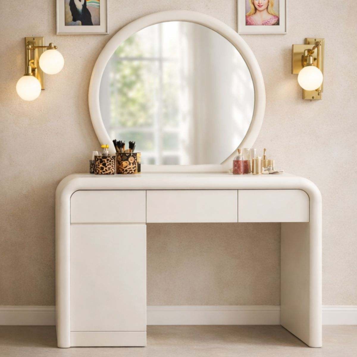 Jenny Make-Up Vanity (Off-White) – premium Makeup Vanity by Walls Nation UAE & Saudi Arabia