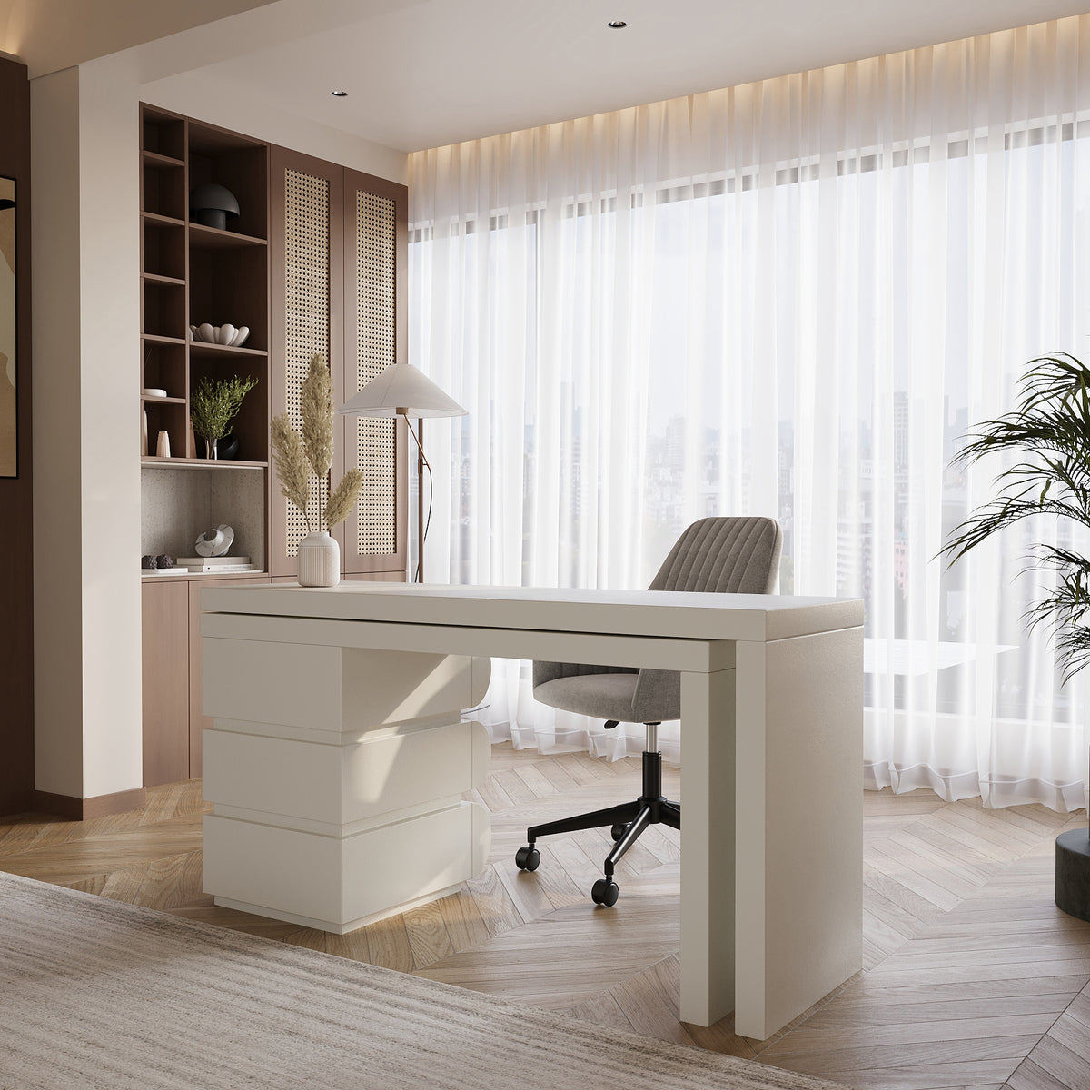 Valentina Office Desk / Matt Off-White