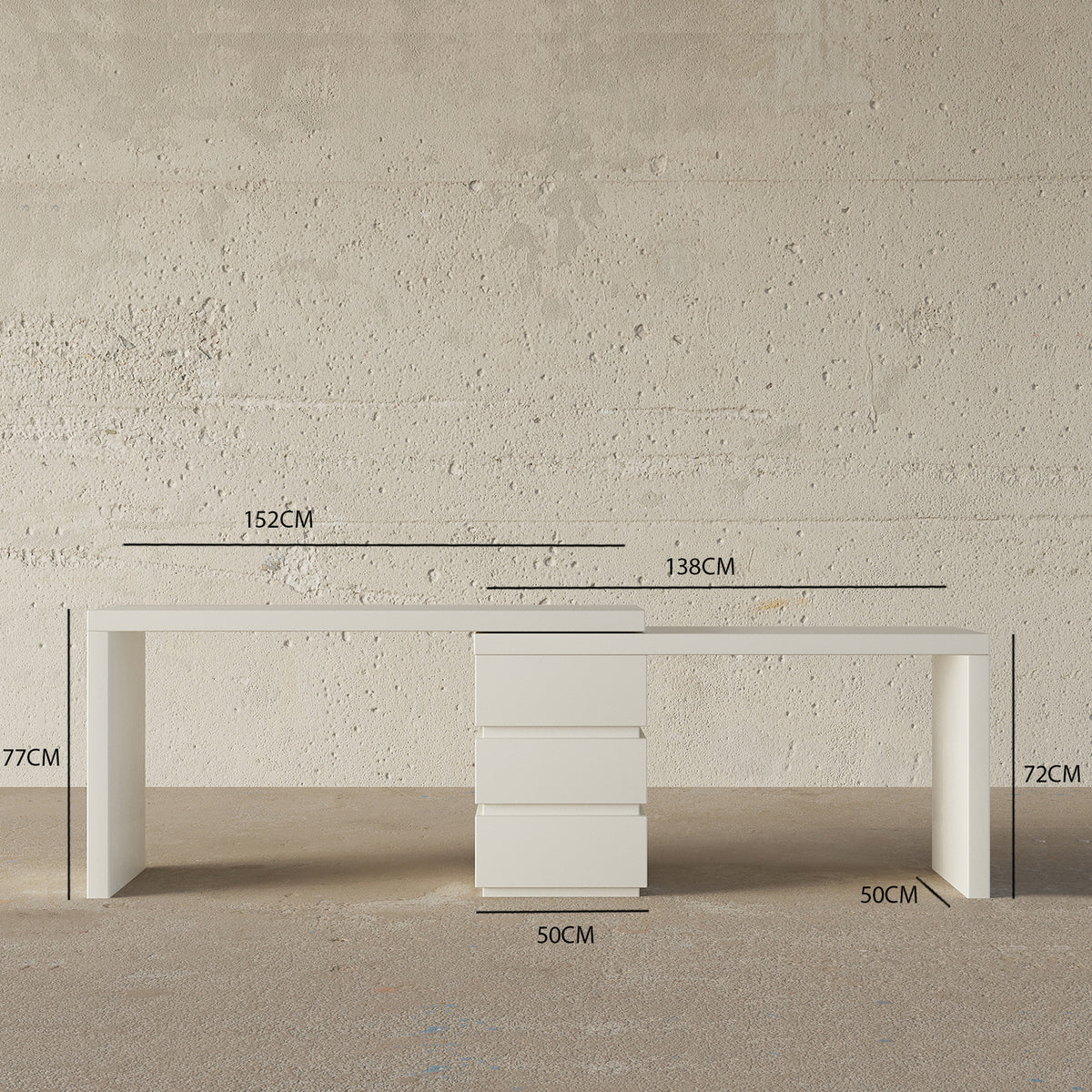 Valentina Office Desk / Matt Off-White
