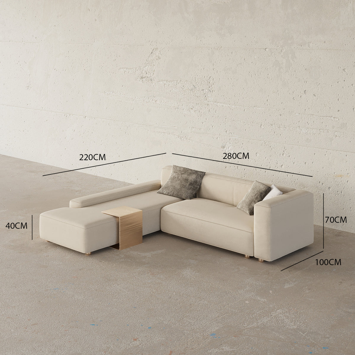 Eula Sofa 3S / With Side Table