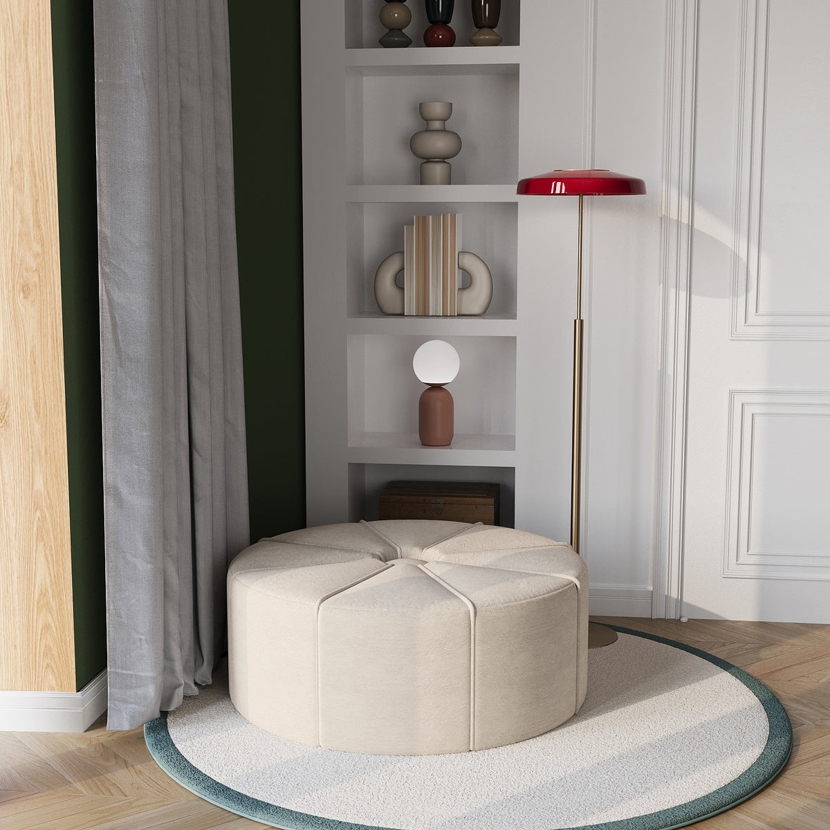 La Rochelle Round Ottoman / Jade