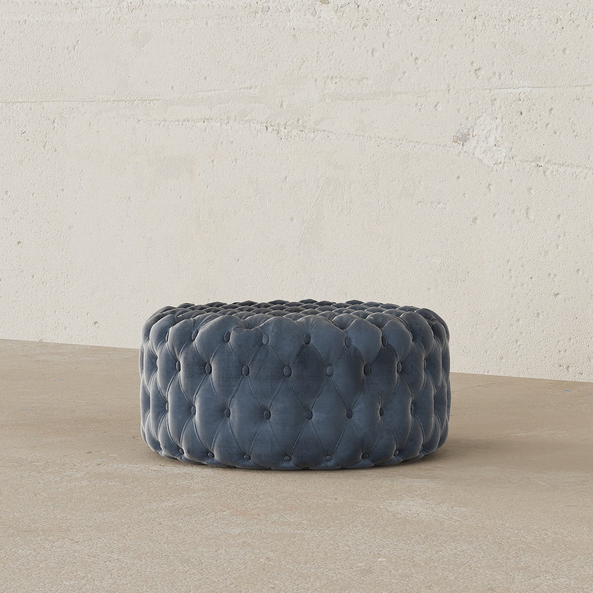 Miya Round Ottoman / 90 x 90 CM Velvet/Leather Upholstery