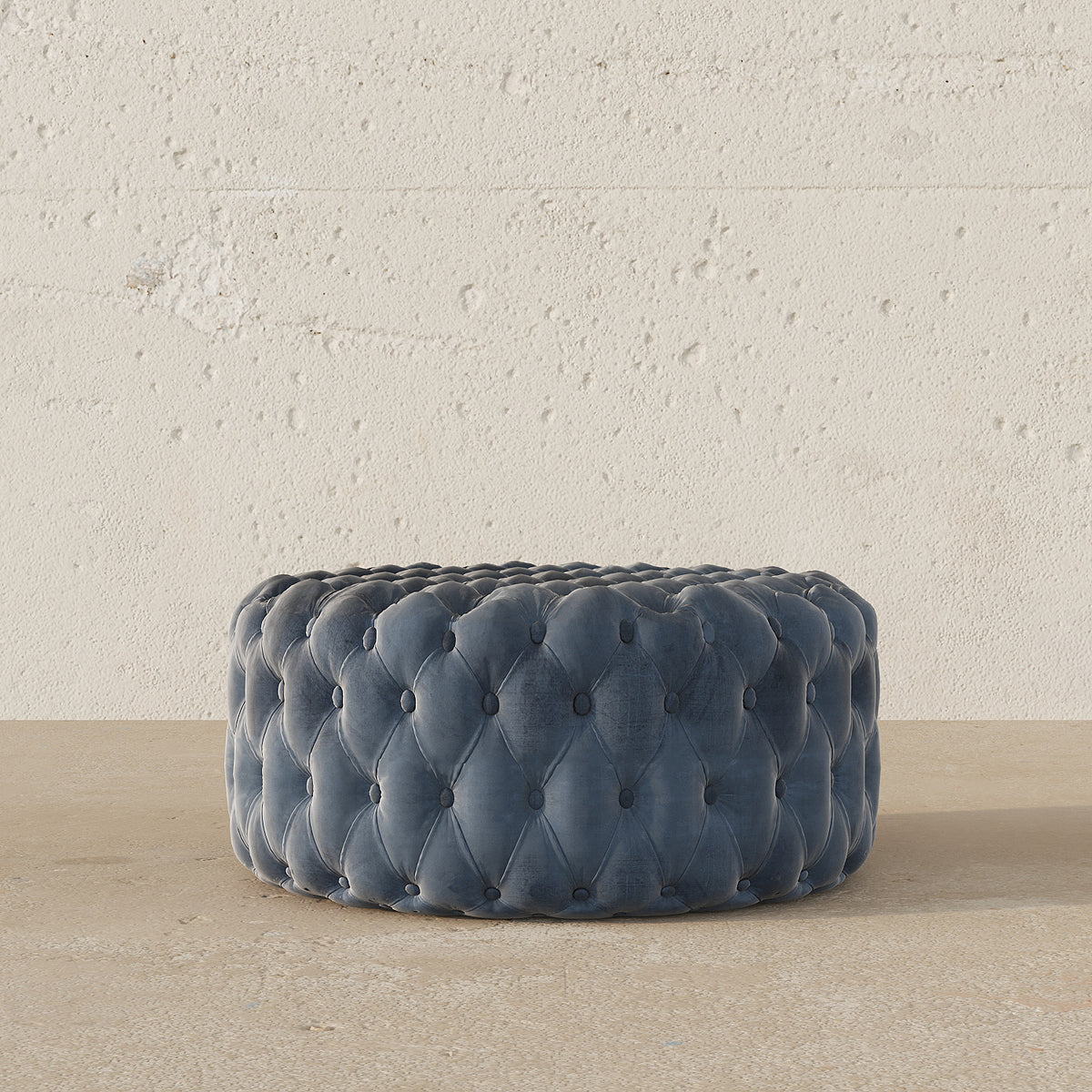 Miya Round Ottoman / 90 x 90 CM Velvet/Leather Upholstery