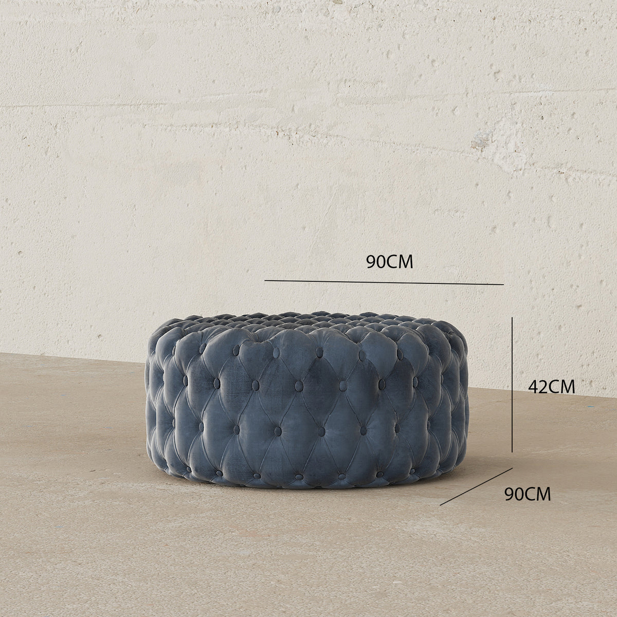 Miya Round Ottoman / 90 x 90 CM Velvet/Leather Upholstery