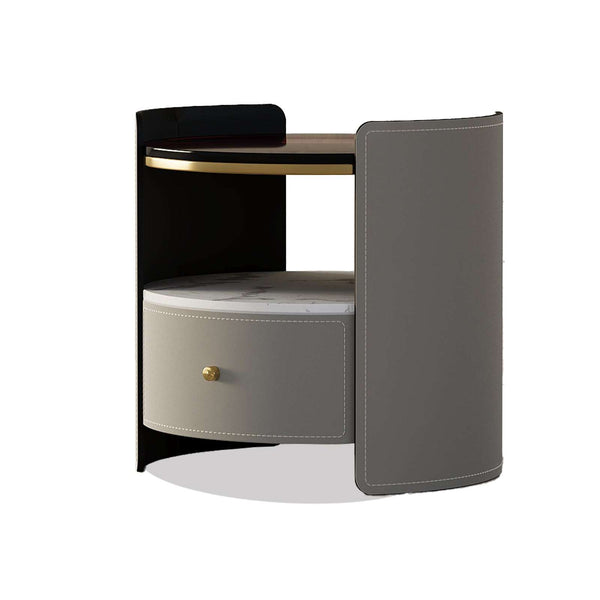 Johnny Round Leather Nightstand – premium Nightstand by Walls Nation UAE & Saudi Arabia