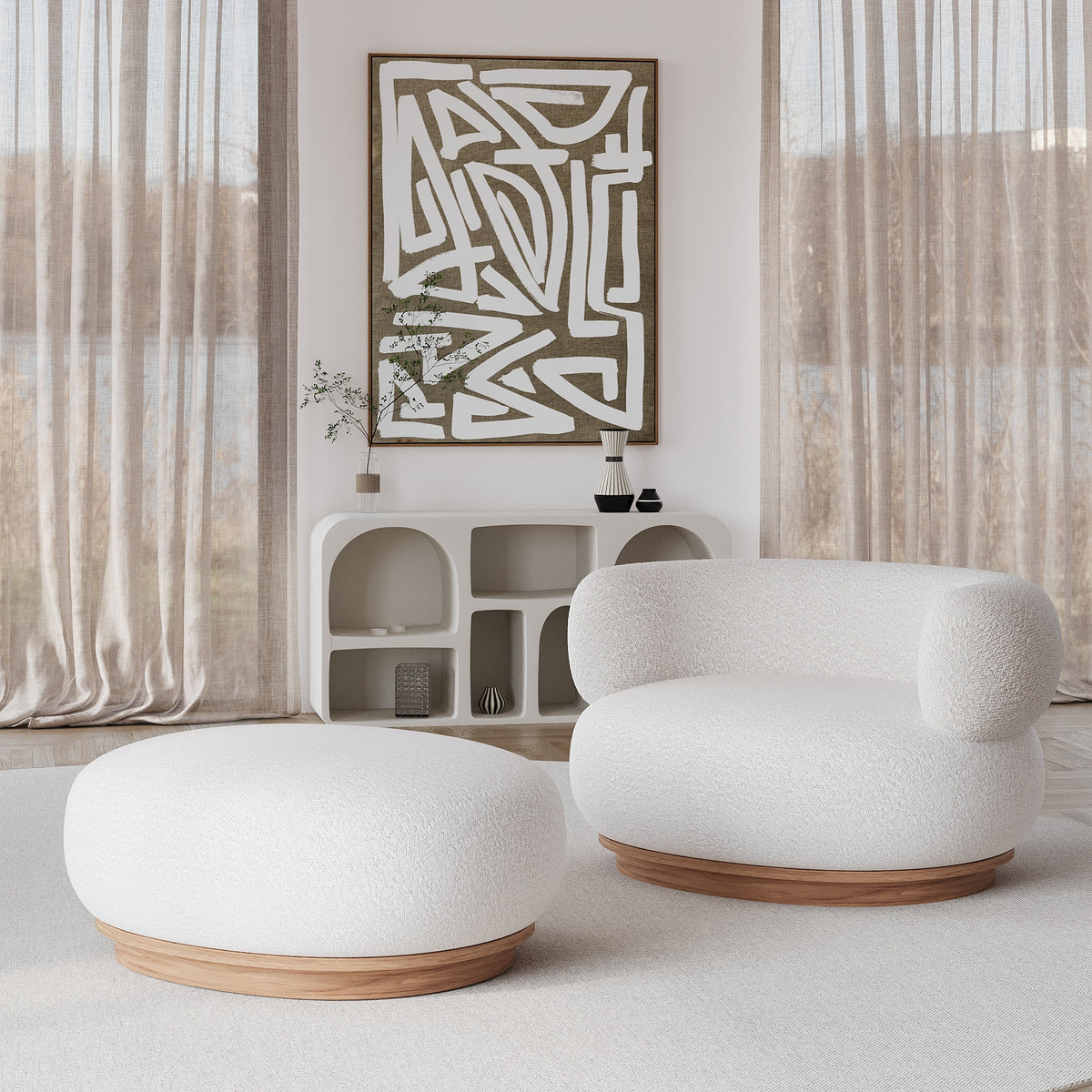 Dreamy Ottoman / White Boucle