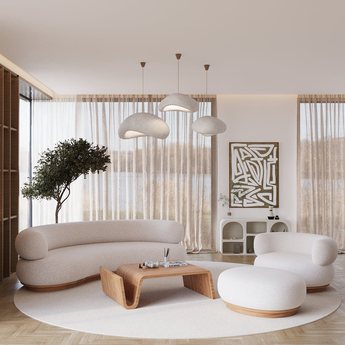Dreamy Ottoman / White Boucle