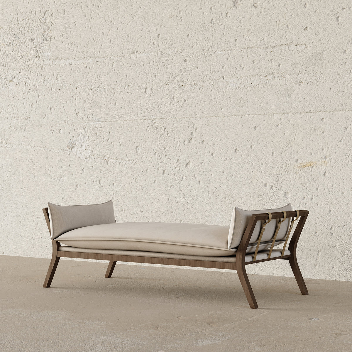 Roman Chaise Lounge / 215 x 89 CM Linen Upholstery