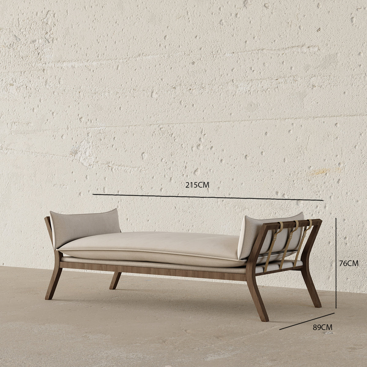 Roman Chaise Lounge / 215 x 89 CM Linen Upholstery