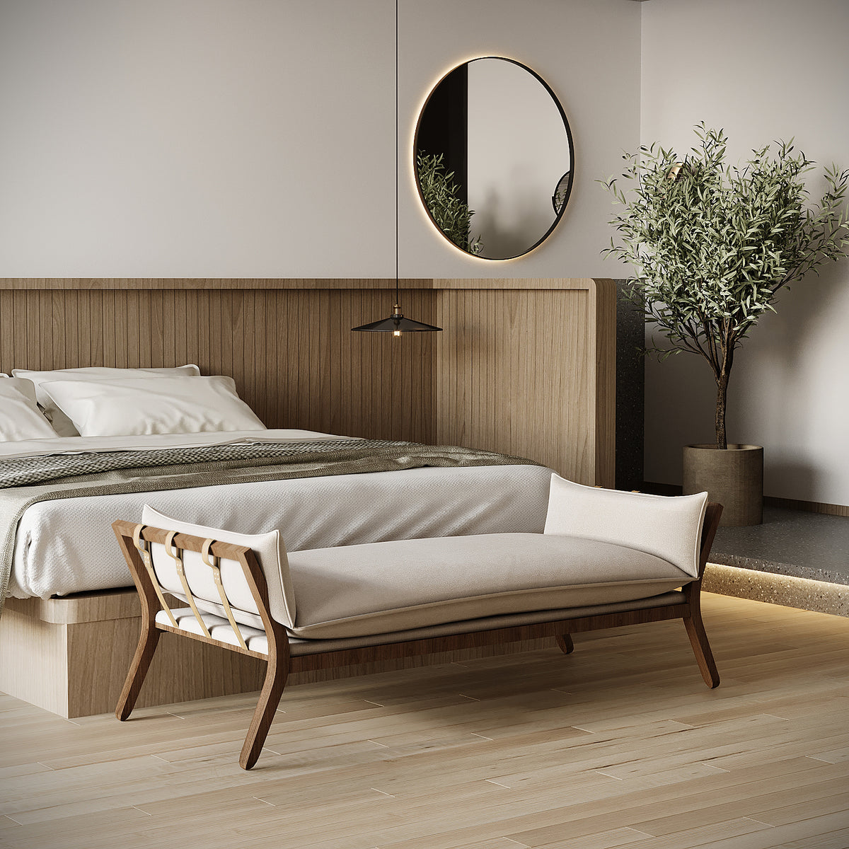 Roman Chaise Lounge / 215 x 89 CM Linen Upholstery