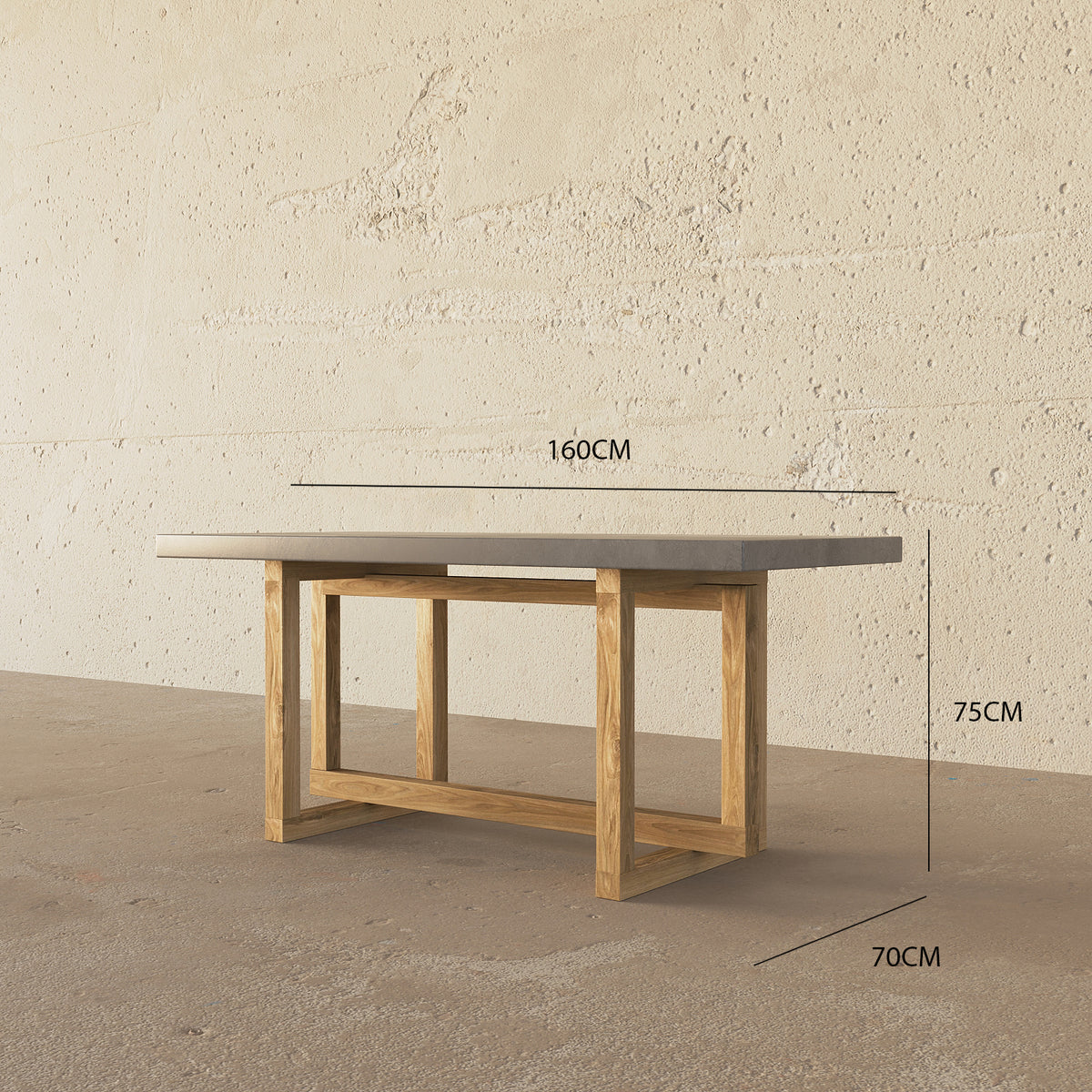 Cinzia Oak Dining Table / Concrete Finish