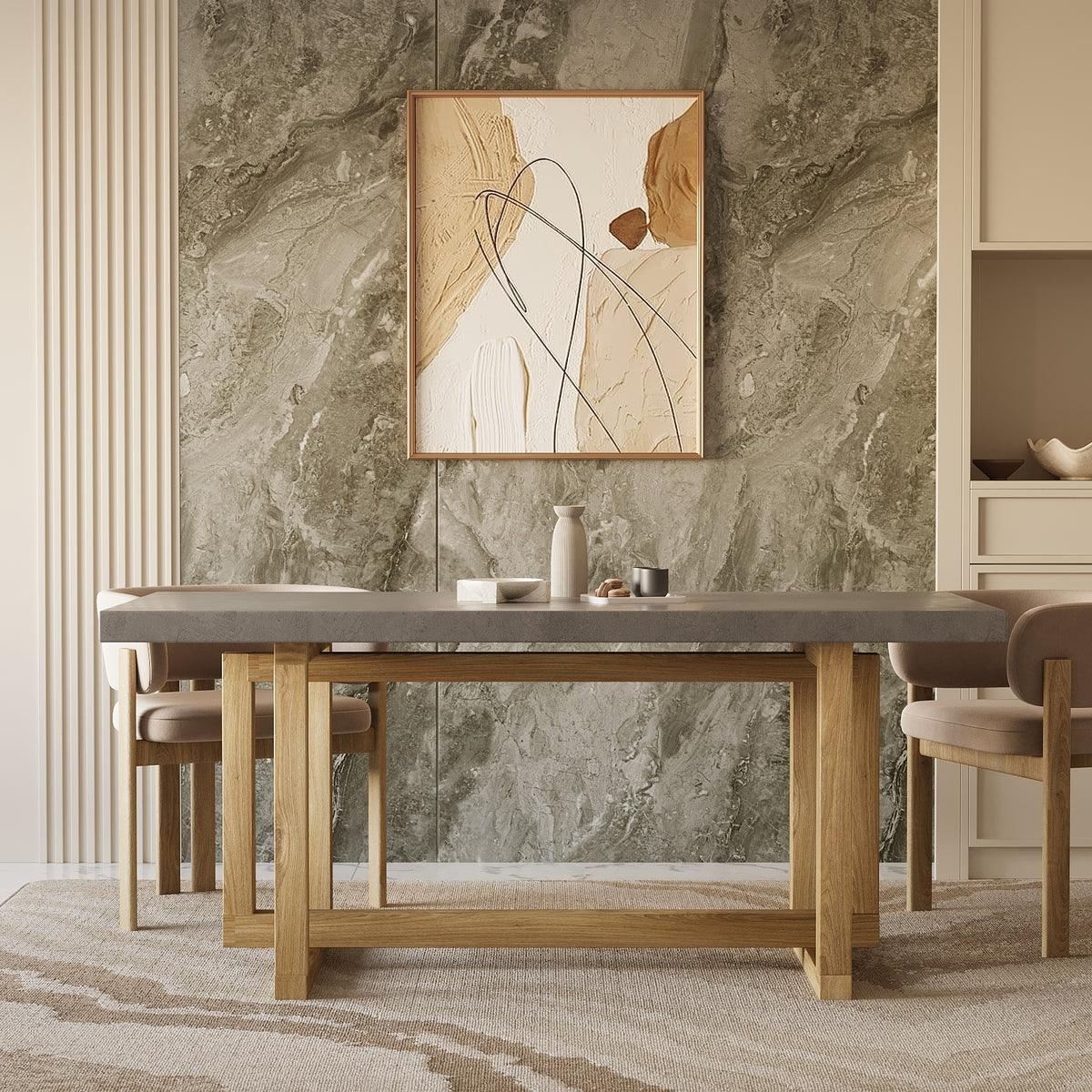 Cinzia Oak Dining Table / Concrete Finish