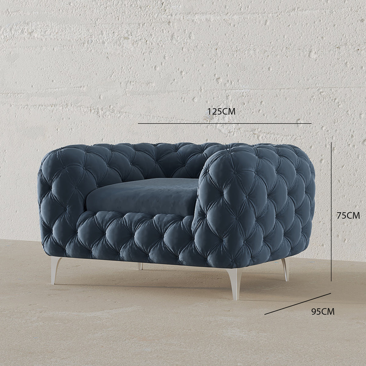 Koffler Chesterfield Chair / 125 x 75 CM 1S. Velvet Upholstery
