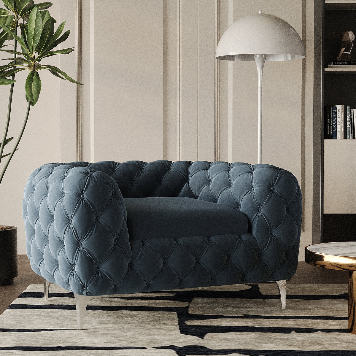 Koffler Chesterfield Chair / 125 x 75 CM 1S. Velvet Upholstery