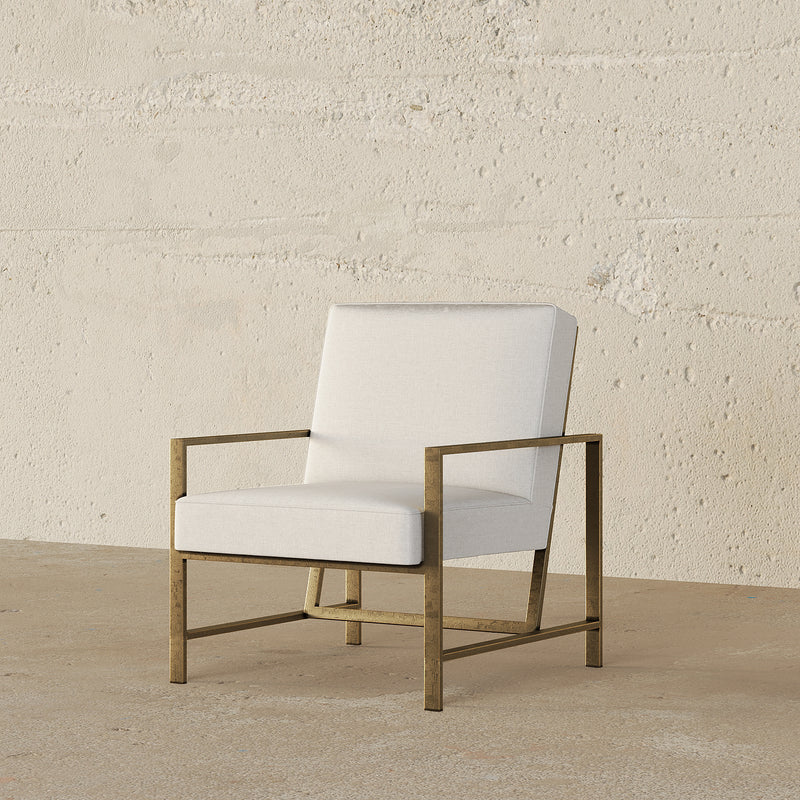 Larissa Brushed Gold Armchair / Premium Upholstery.