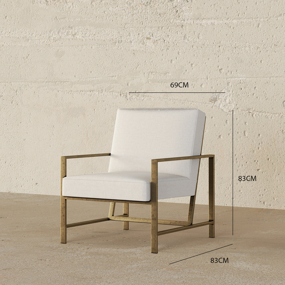 Larissa Brushed Gold Armchair / Premium Upholstery.