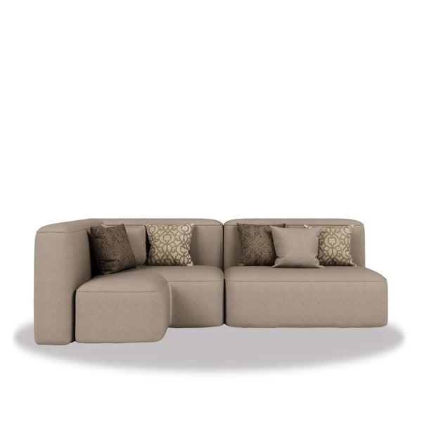 Elegant Al Fares Majlis seating with neutral upholstery and deep-toned tables creating a confident and refined space