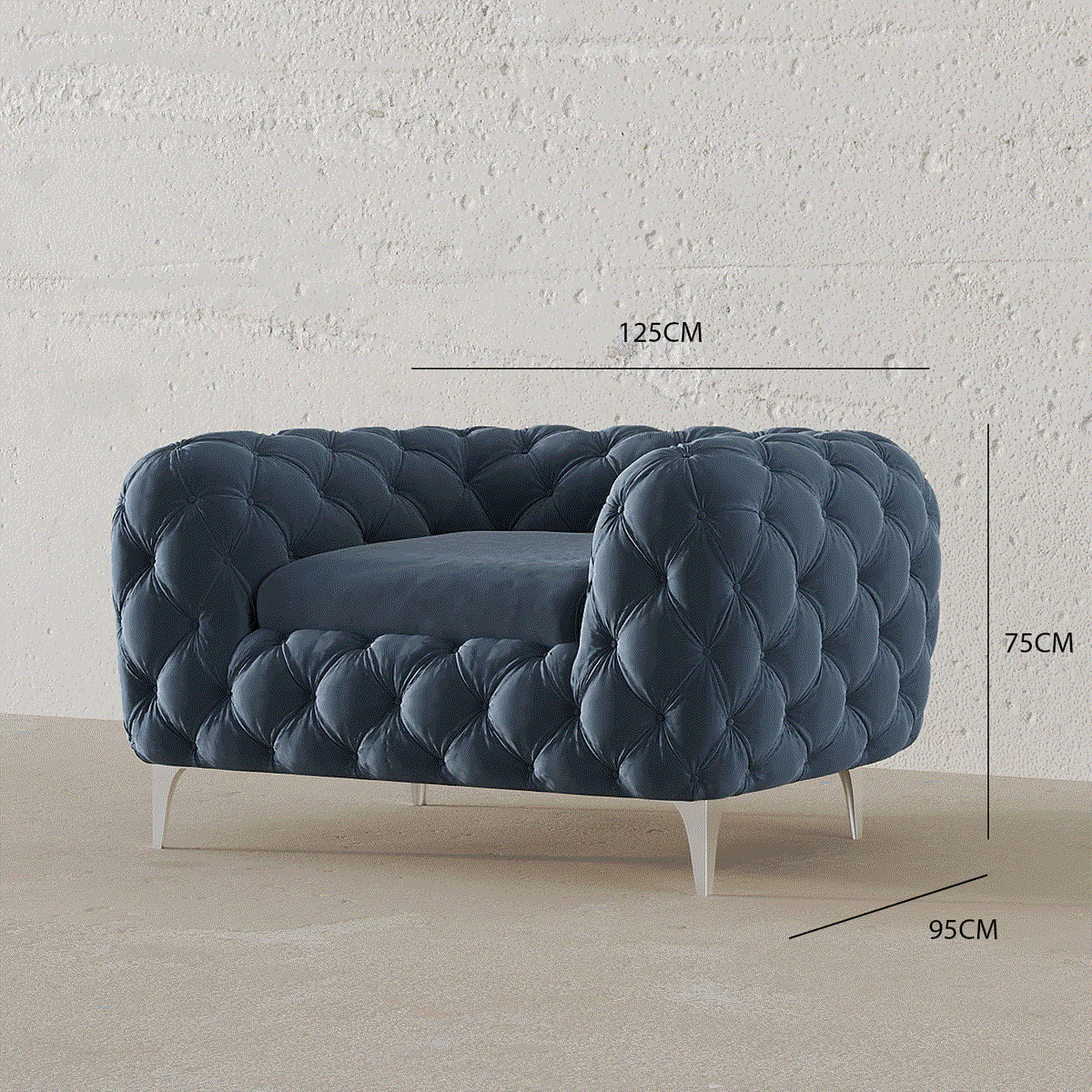 Koffler Chesterfield Chair / 125 x 75 CM 1S. Velvet Upholstery
