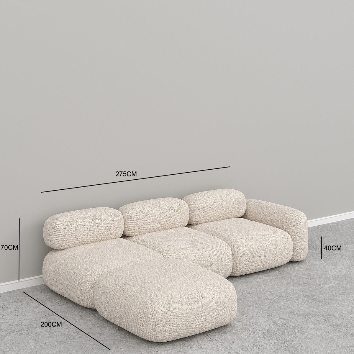 Off-White Boucle (3 Seater + Ottoman)