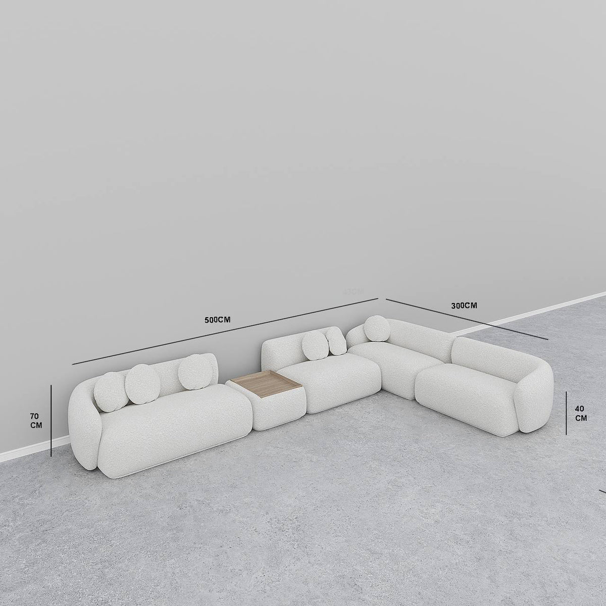 Cappy L-Shaped Modular Sofa / White Boucle