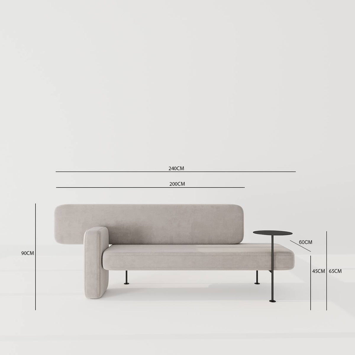 Hayes Chaise / Grey Velvet
