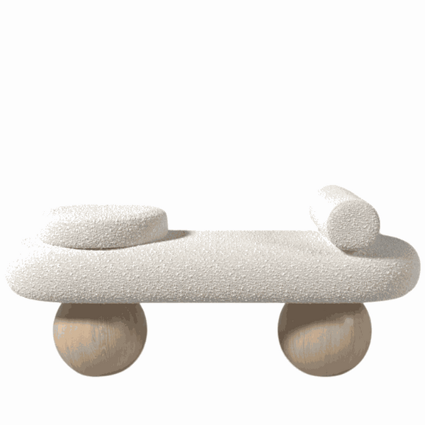 Spherea Bench / White Boucle – premium Benches by Walls Nation UAE & Saudi Arabia