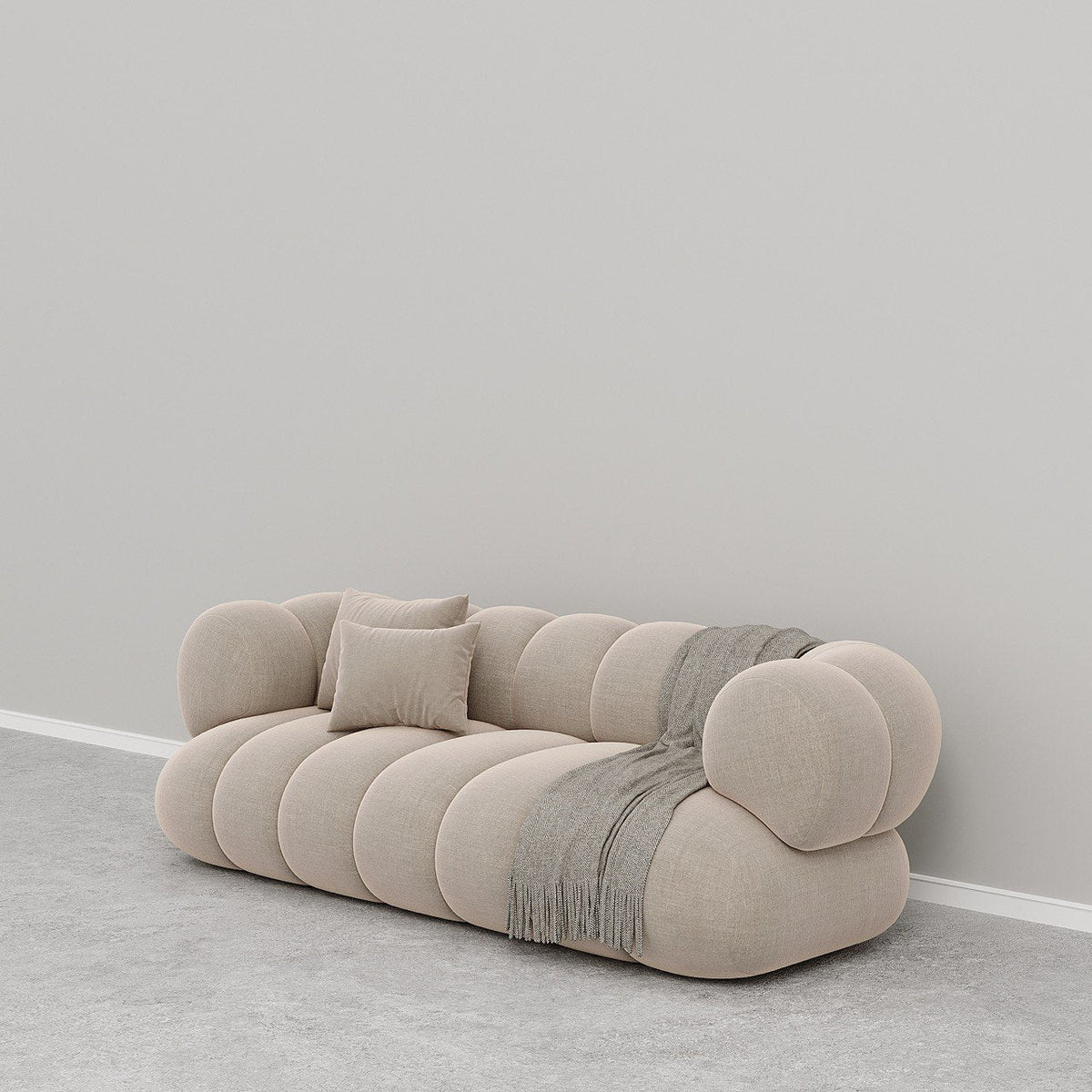 Ava Sofa 3S / Beige Premium Linen - Walls Nation
