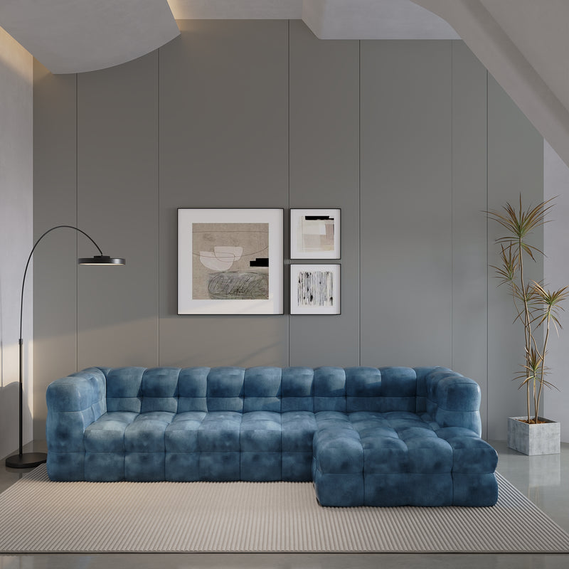 Veyron L-Shape Sofa / Cotton Velvet – premium Sofas by Walls Nation UAE & Saudi Arabia