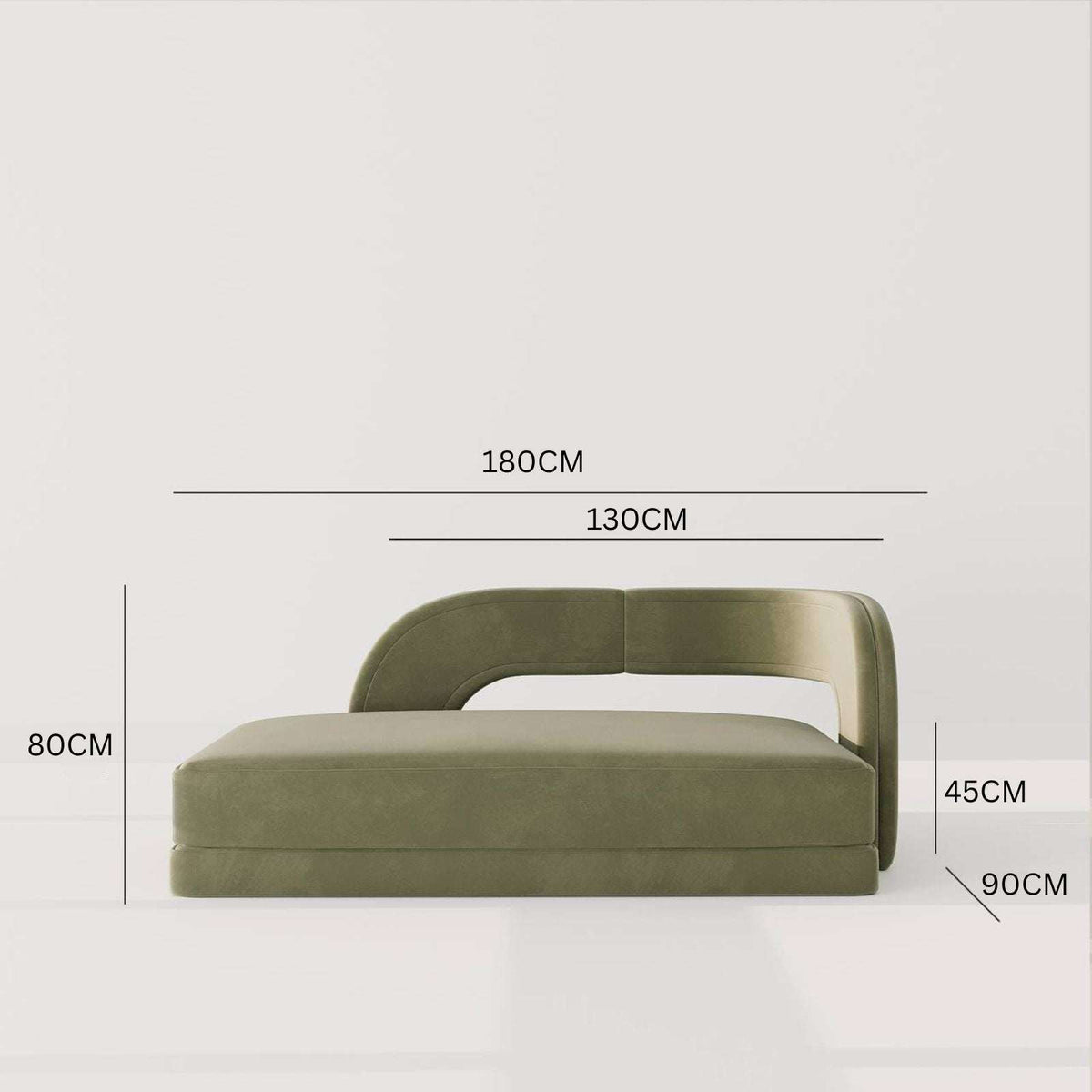 Bondi Chaise / Premium Olive Suede – premium Chaise Lounges by Walls Nation UAE & Saudi Arabia