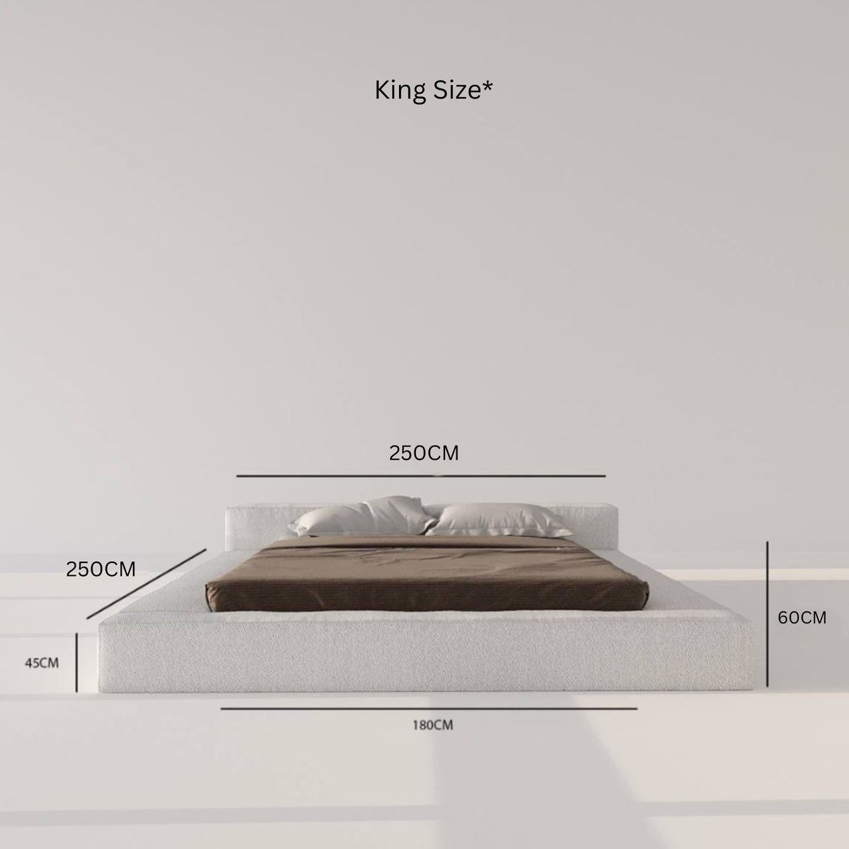 Carlin Platform Bed / White Cotton Blend